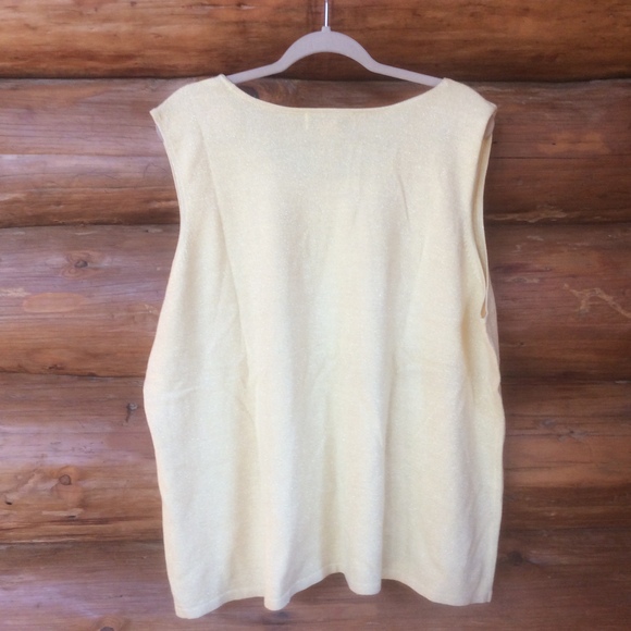 Susan Graver Style Yellow Gold Metallic Sleeveless Tank Top Sweater Size 3X - Picture 5 of 5